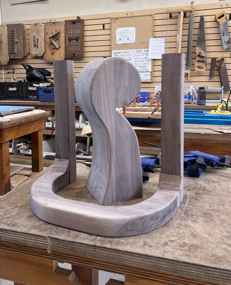 The finished back leg and front legs, sanded